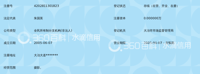 大冶市飲食服務公司彩色攝影擴印中心