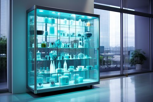 現代科技風商品展示柜攝影圖與攝影擴印服務的融合